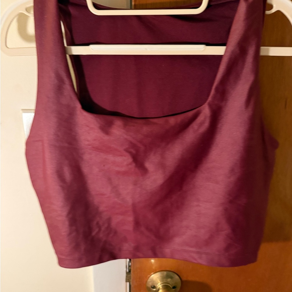 Marika Faux Leather Women's Burgundy Crop Top